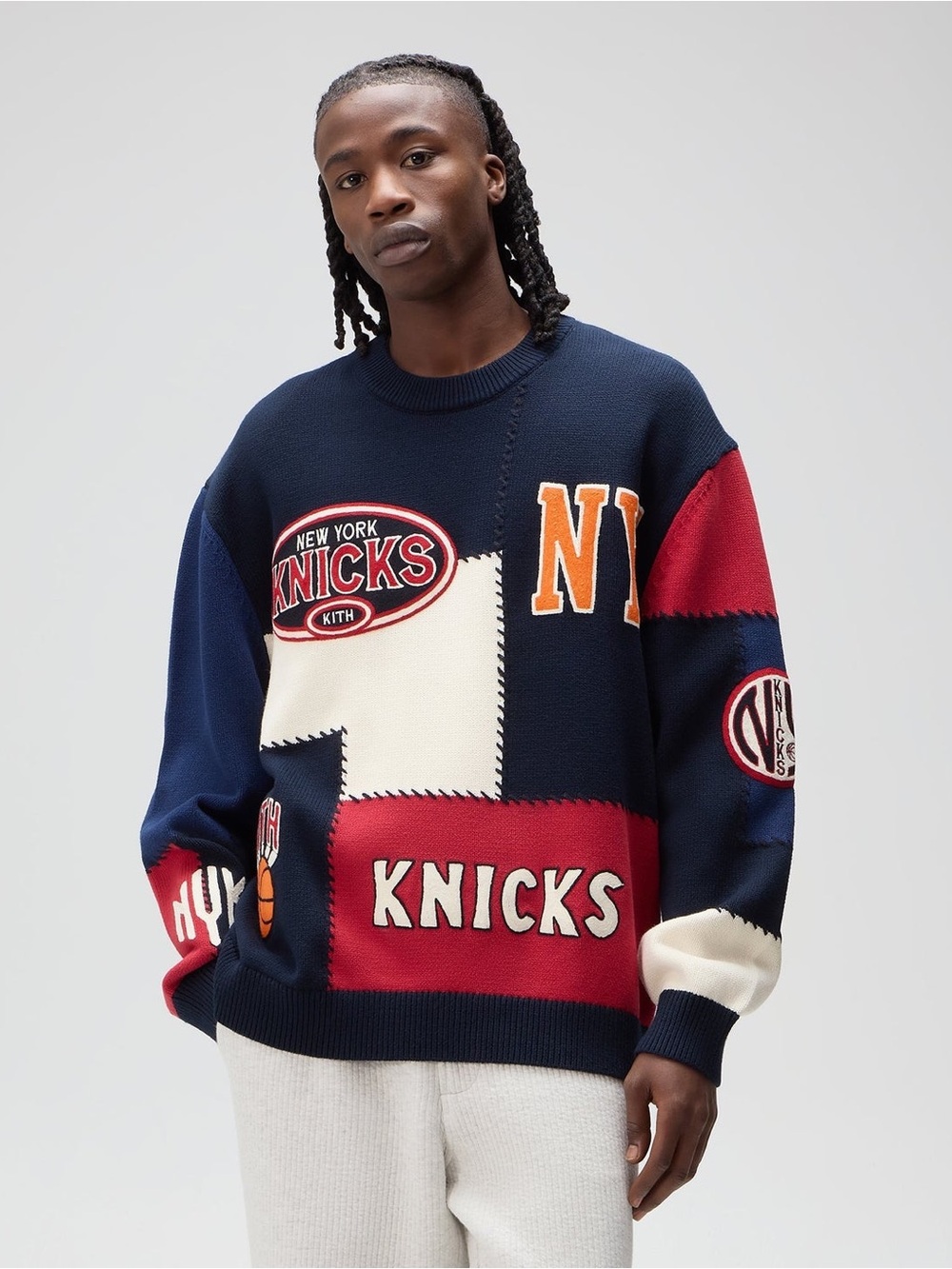 Kith for the New York Knicks Patchwork Crewneck Sweater Nocturnal Men’s Size XL